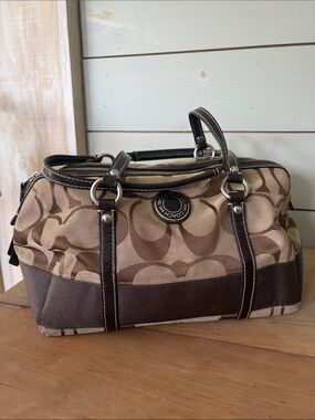 Authentic Coach Signature Satchel | Brown Khaki Canvas | Excellent Pre-Owned Con